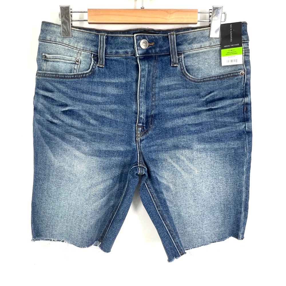 No Boundaries Above The Knee Denim Shorts Mens Size 32 Medium Wash Blue 8.5" New